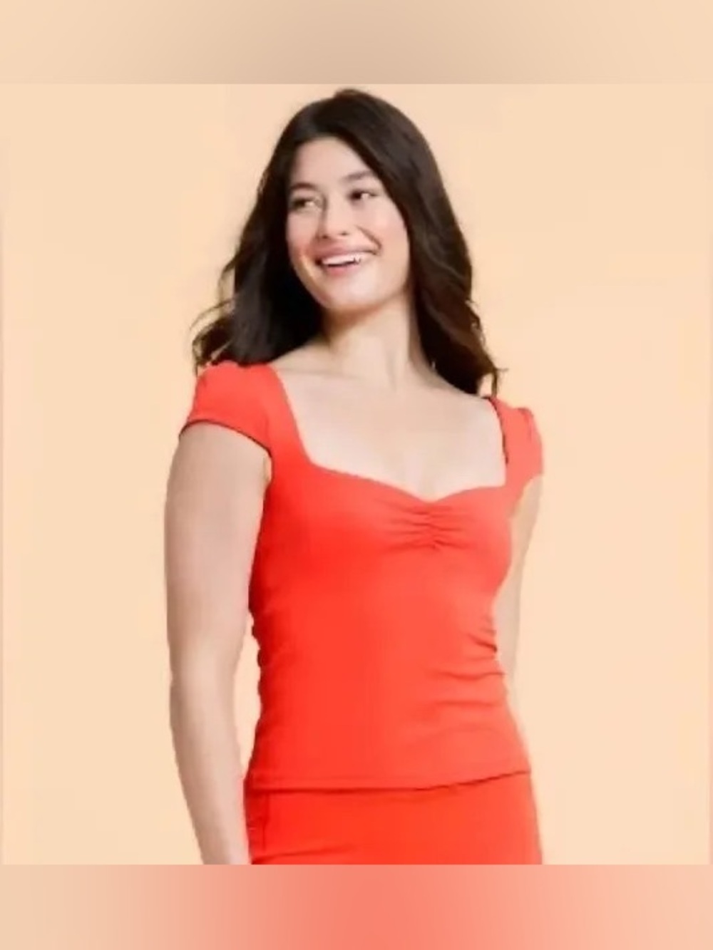 Blogilates Spicy Orange Sweetheart Baby Tee -Scoop Neck Cap Sleeve w/builtin bra
